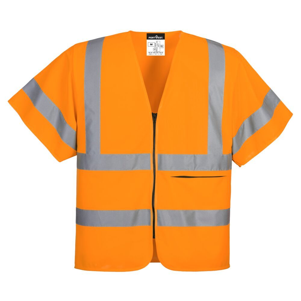 Hi-Vis Band and Brace Zip Vest S/S , 4XL, R, Orange