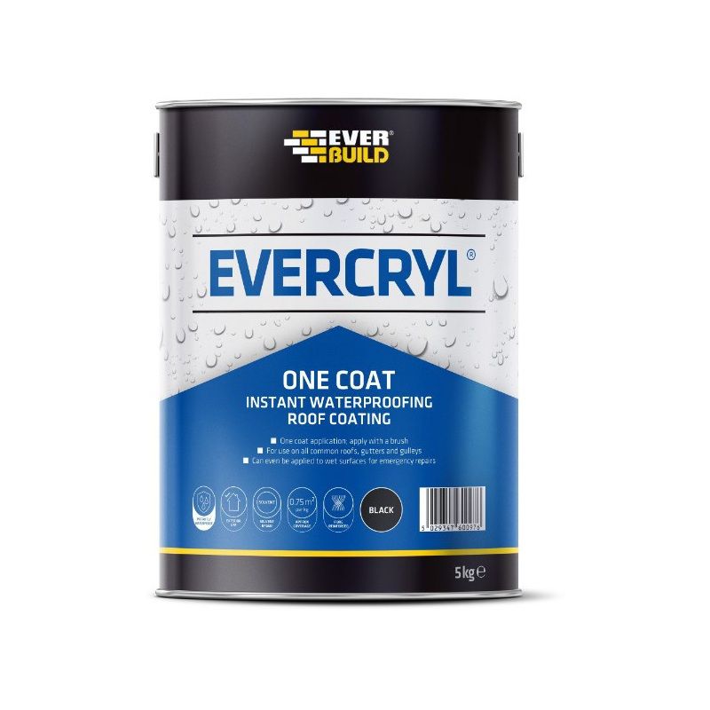 Everbuild Evercryl One Coat Instant 5Kg Black EVCBK5
