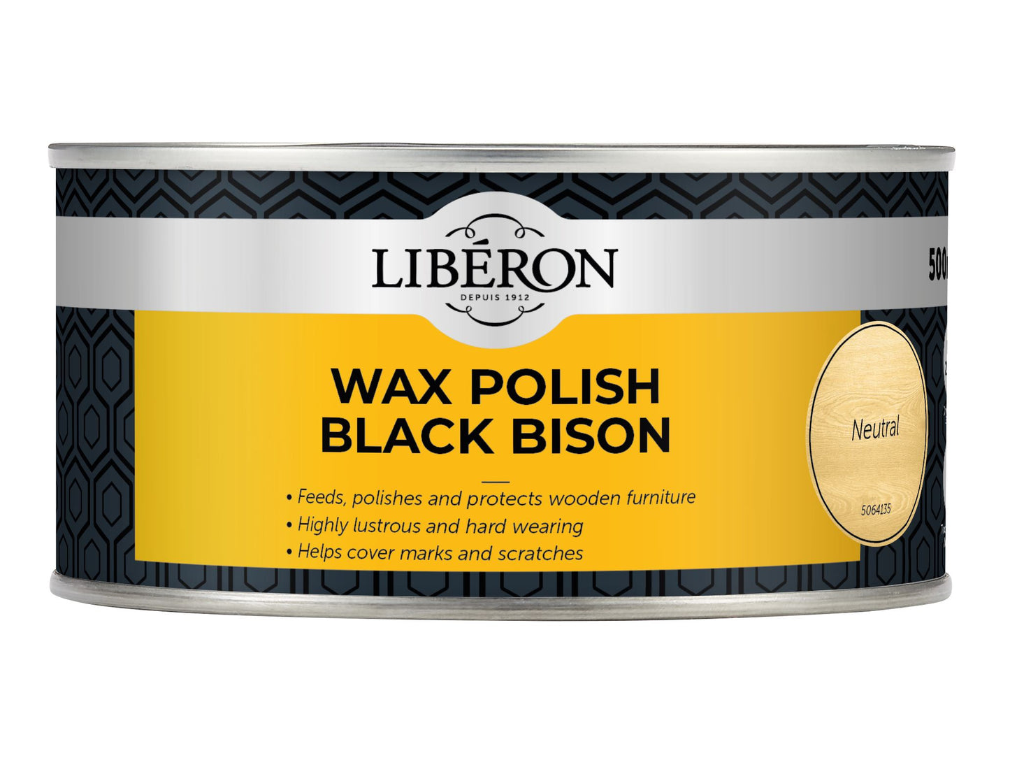 LIBERON BLACK BISON WAX POLISH PASTE 500ml NEUTRAL LIBBPWN500N