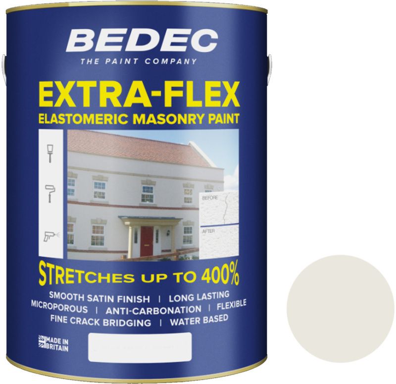 BEDEC EXTRA-FLEX SMOOTH MASONRY PAINT 5l SWANS DOWN BEDE2MB3163/46