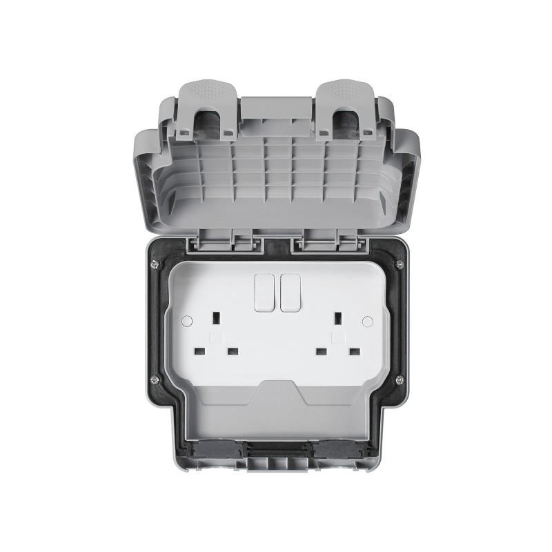 WEW 2-GANG SWITCHED SOCKET 13a GREY K56482GRY