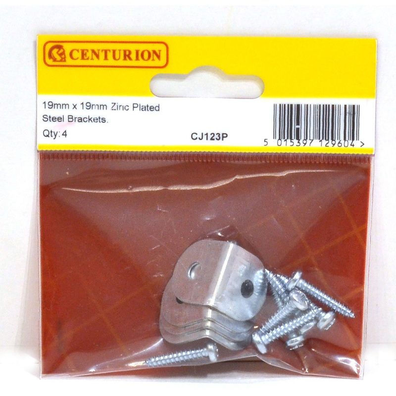 CENTURION CJ123P ZINC PLATED STEEL BRACKET 19 x 19mm PACK 4