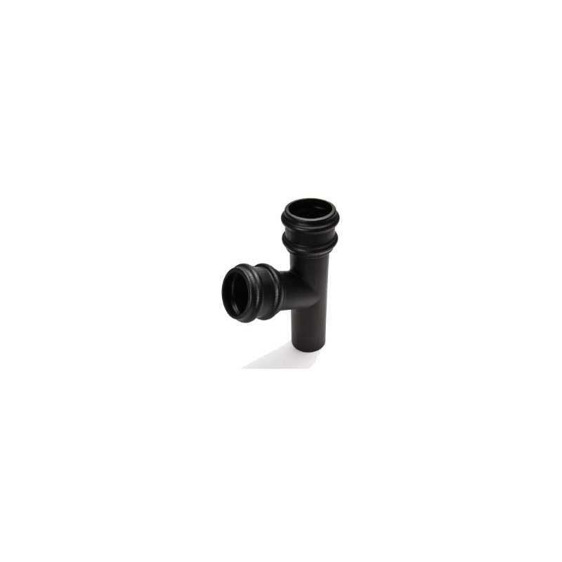 BRETT CAST IRON STYLE ROUND DOWNPIPE BRANCH 112.5deg x 68mm BLACK BR218CI