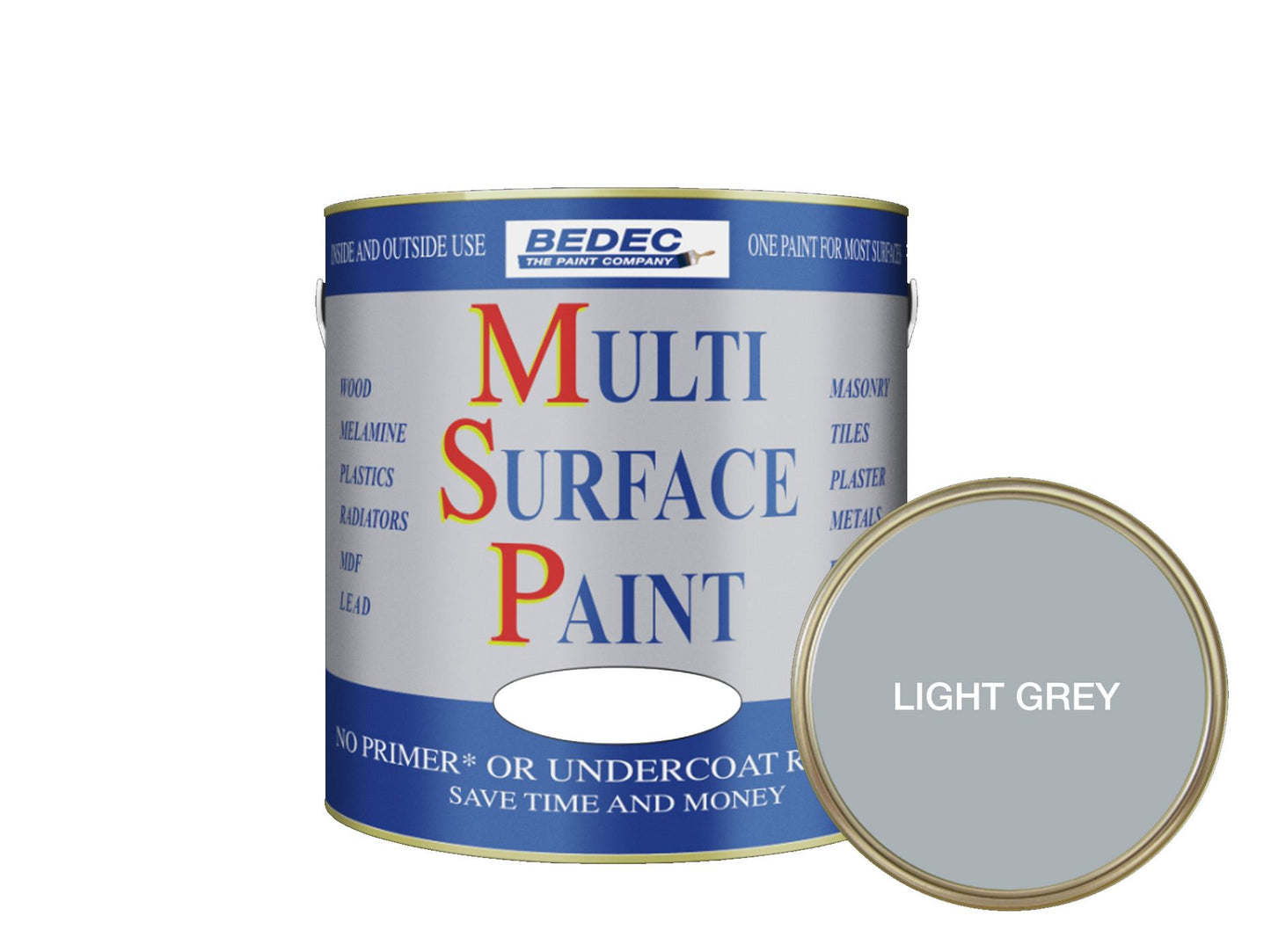 BEDEC SOFT GLOSS MULTI SURFACE PAINT 2.5l LIGHT GREY BEDE2KAB001/70