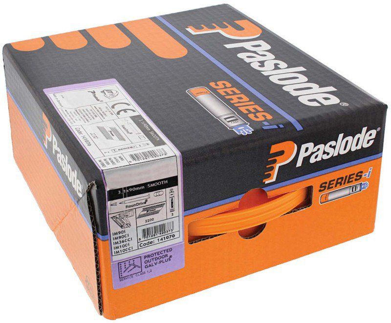 PASLODE 141070 90 x 3.1mm GALV PLUS STRAIGHT NAILS & 2 FUEL CELLS FOR IM360 (BOX 2200)