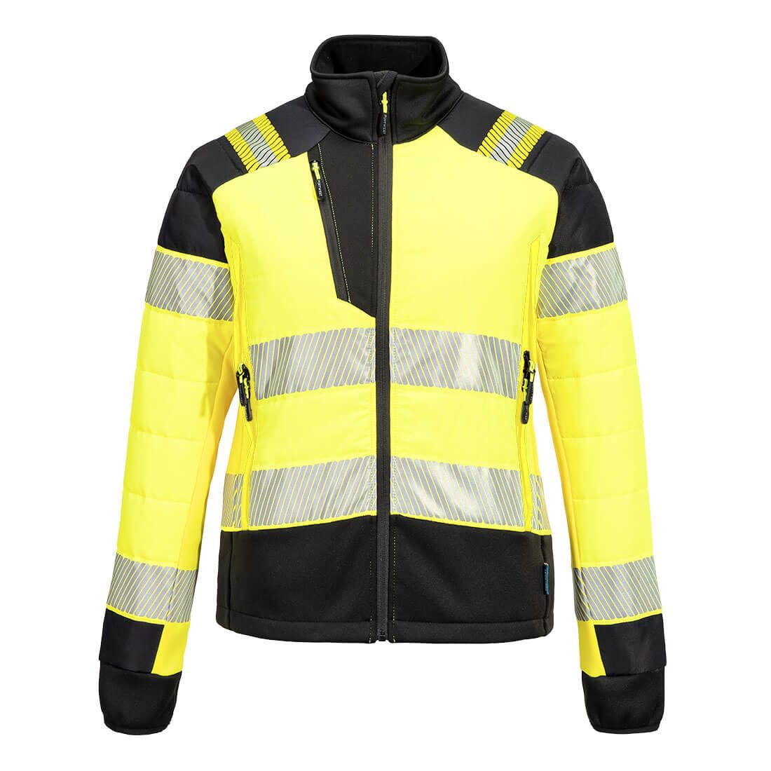 PW3 Hi-Vis Women's Hybrid Baffle Jacket, L, R, Yellow/Black