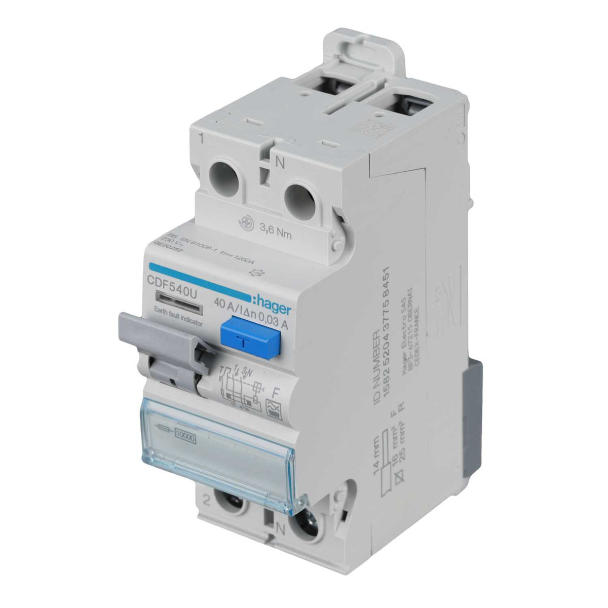 Hager 40A 2 Pole 30mA Type F RCD