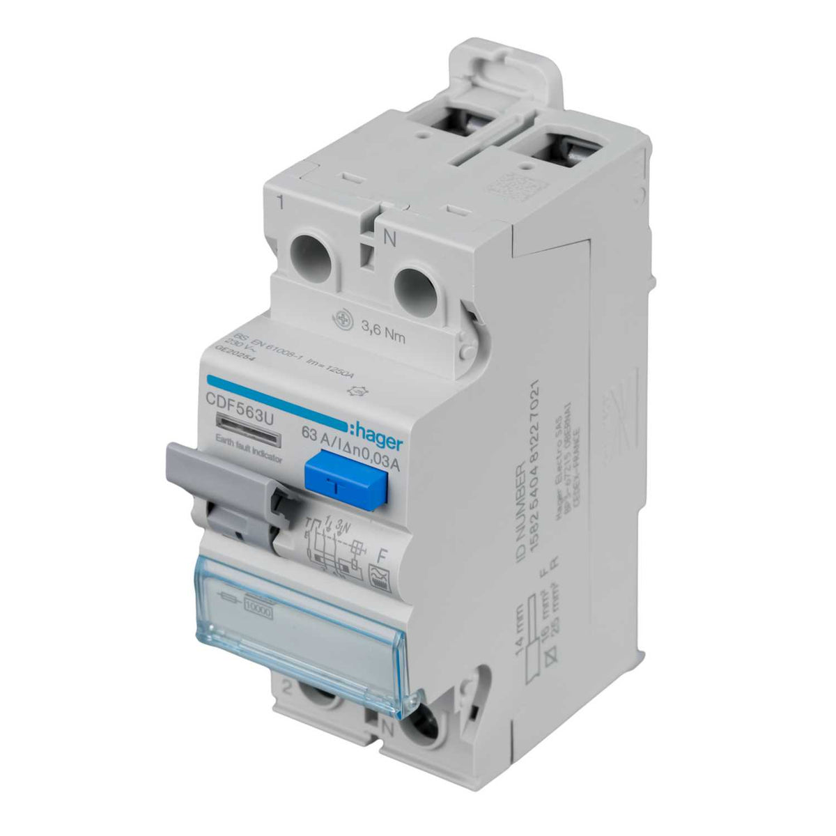 Hager 63A 2 Pole 30mA Type F RCD