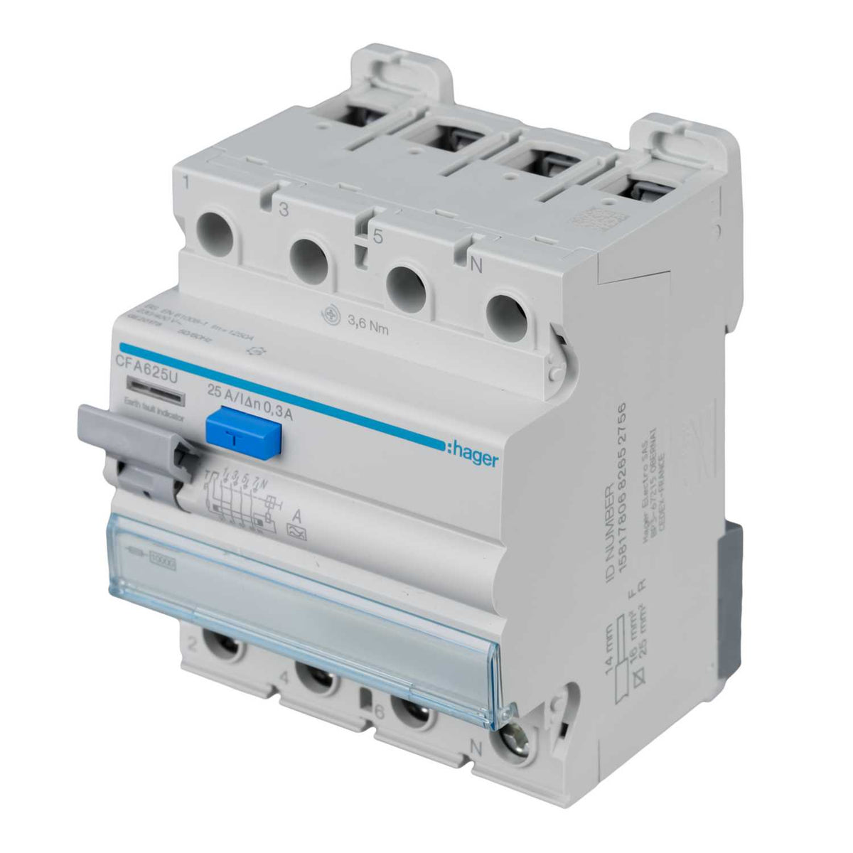 Hager 25A 4 Pole 300mA Type A RCD