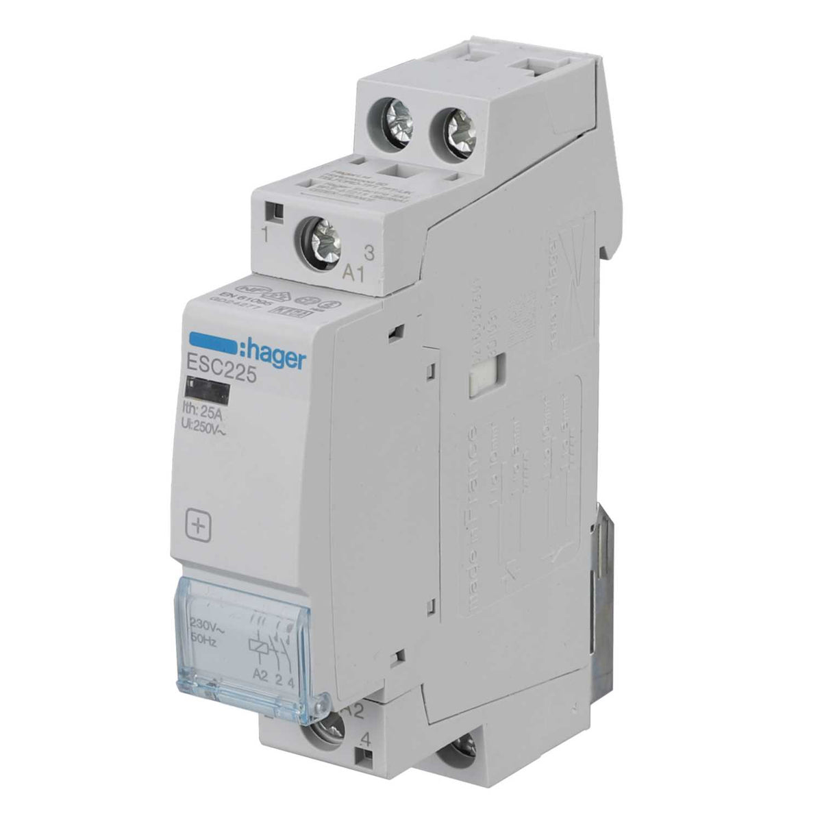 Hager 25A 1 Module Contactor 2 NO Contacts