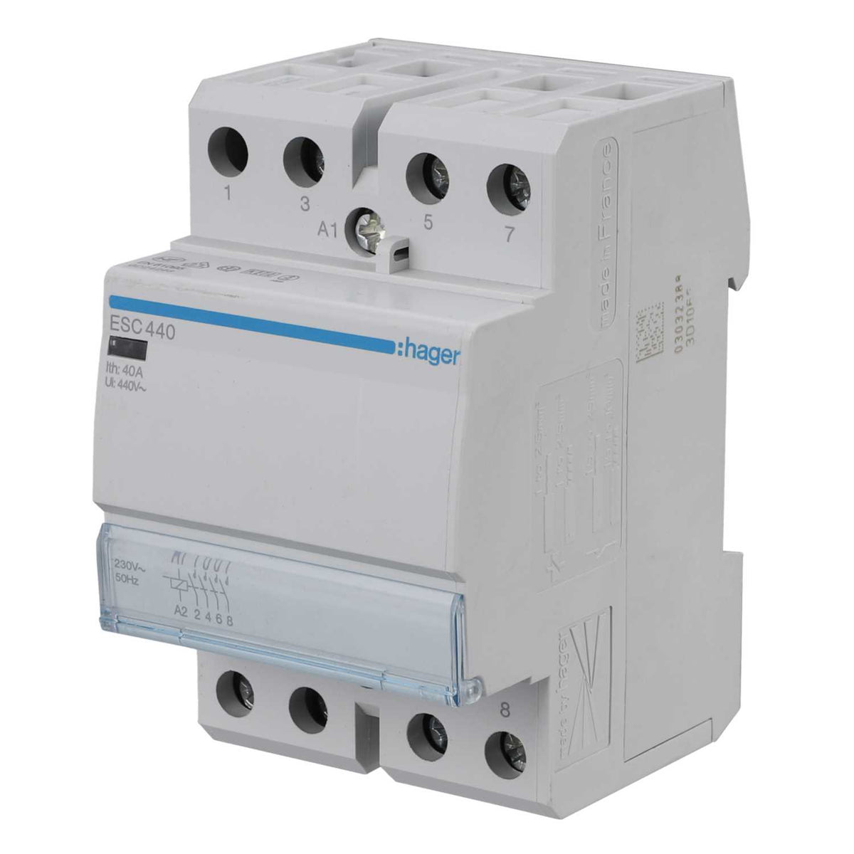 Hager 40A 3 Module Contactor 4 NO Contacts