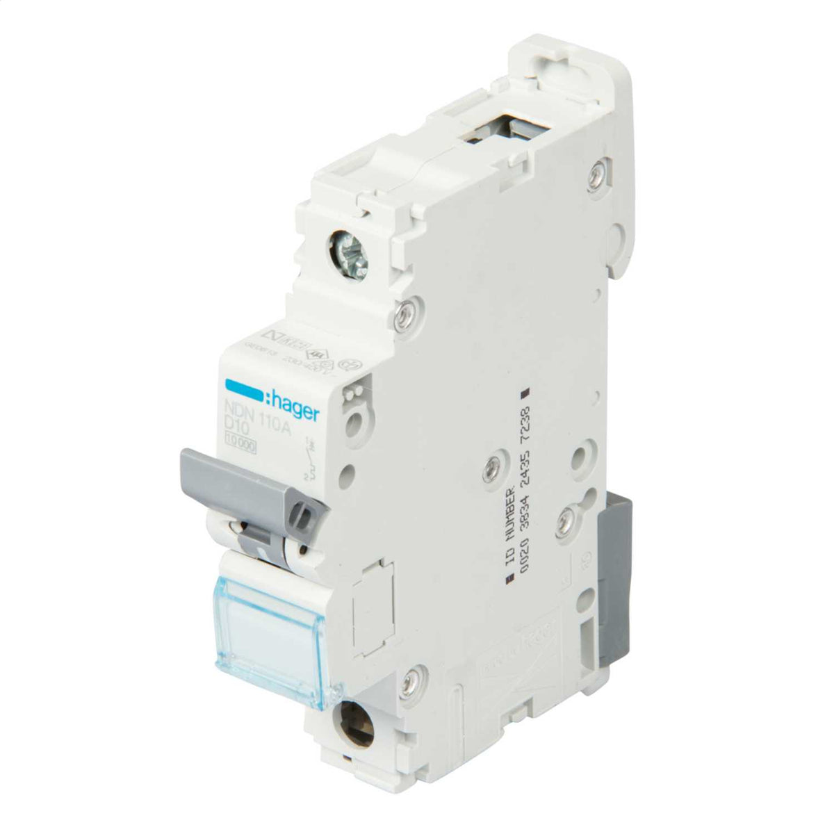 Hager 10A Single Pole 10kA D Curve MCB