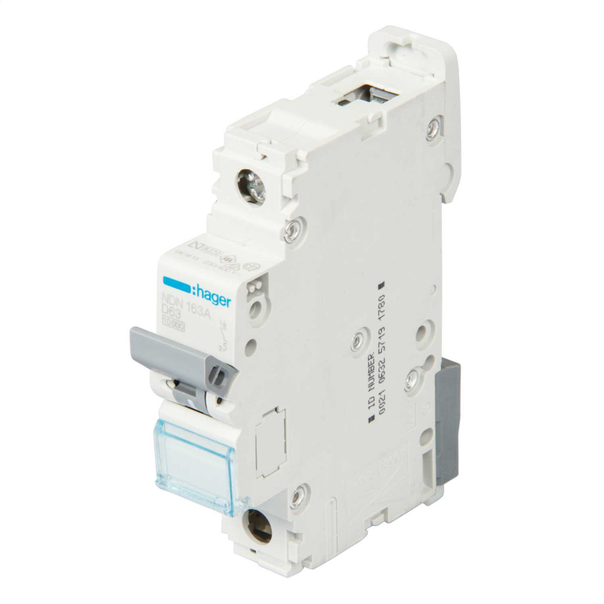 Hager 63A Single Pole 10kA D Curve MCB