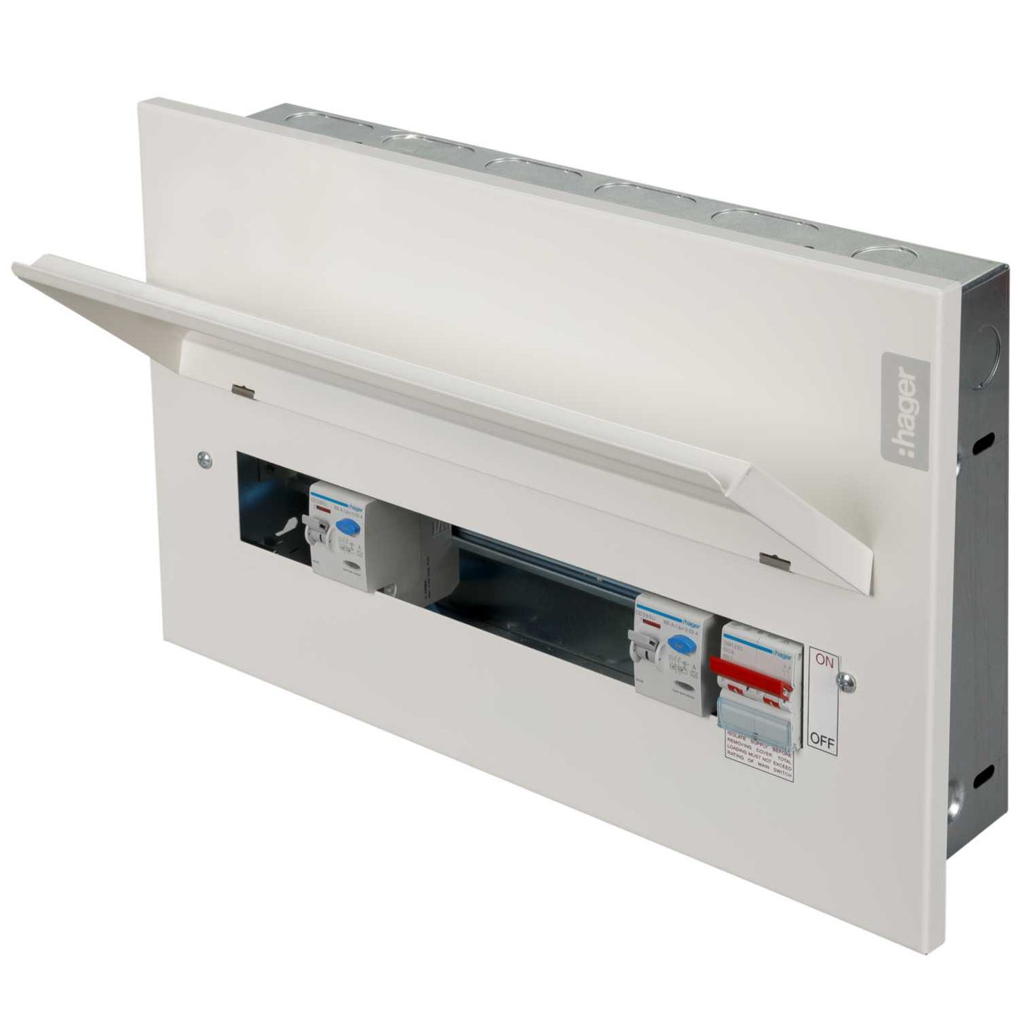 Hager 12 Way Dual RCD Configurable Flush Metal Clad Consumer Unit