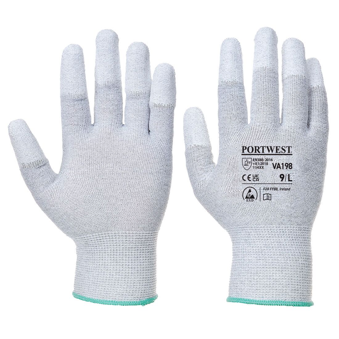 Vending Antistatic PU Fingertip Glove, S, R, Grey