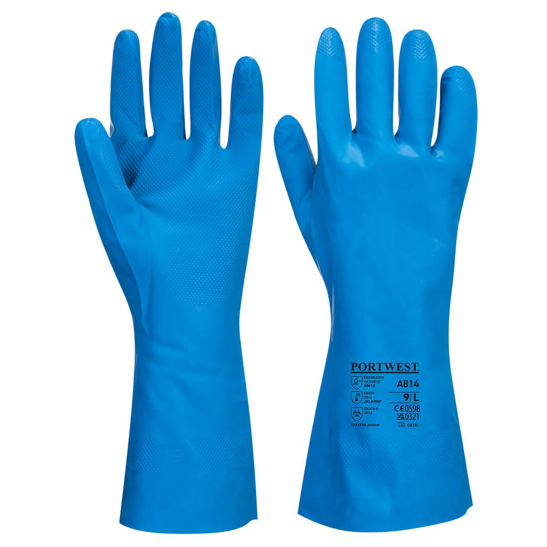 Food Approved Nitrile Gauntlet, L, , Blue