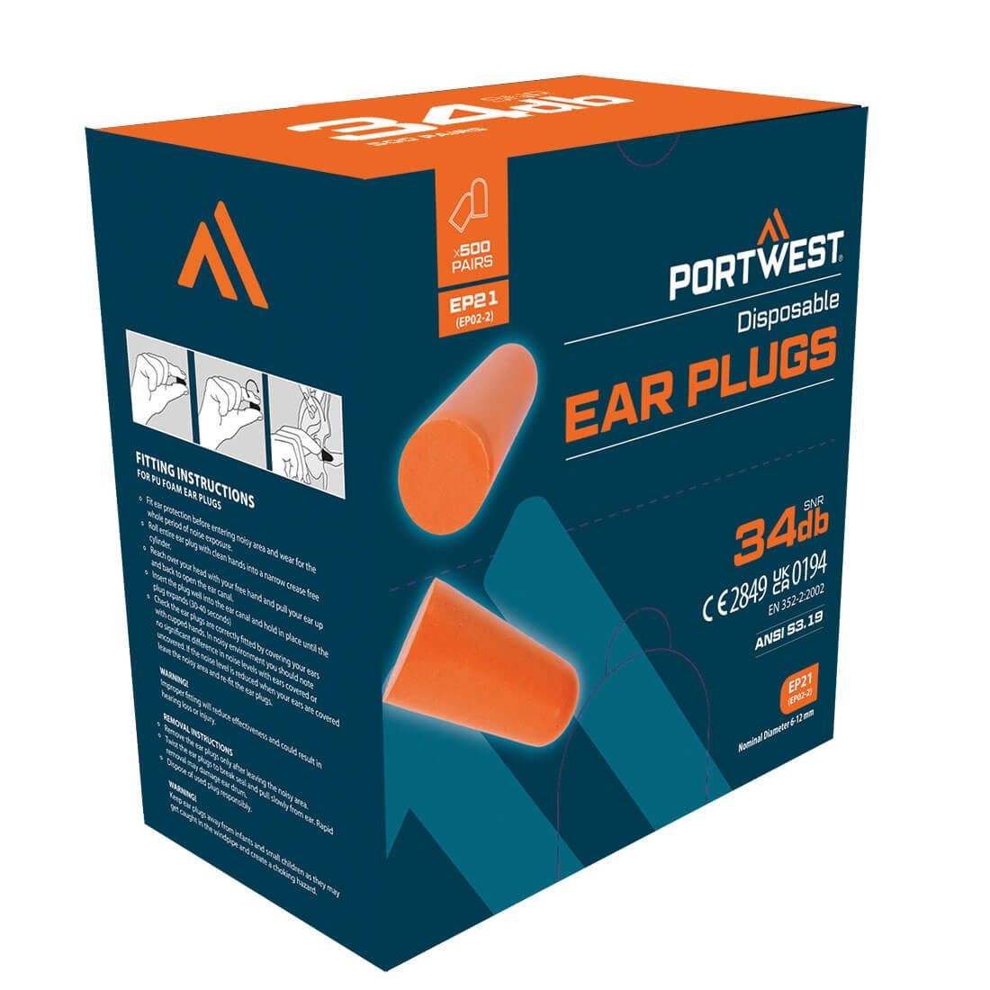 Ear Plug Dispenser Refill Pack (500 pairs) , , R, Orange
