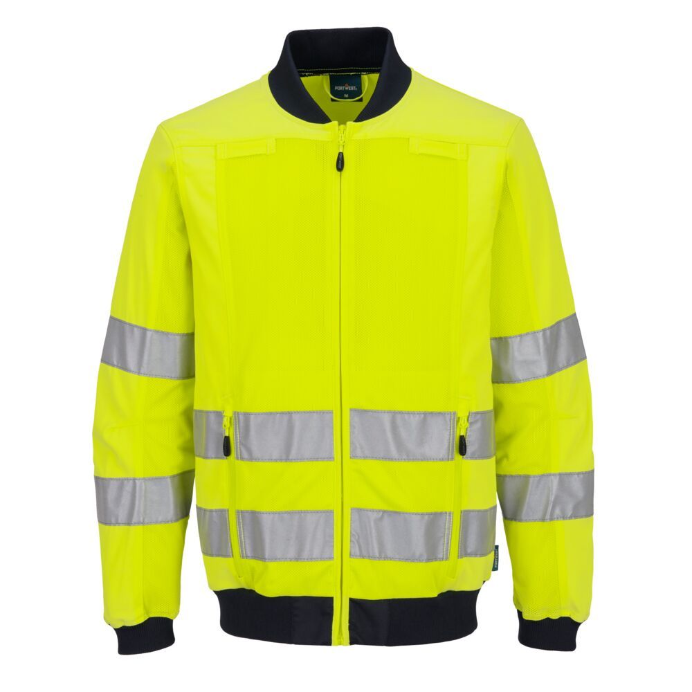 Hi-Vis Mesh Panel Work Jacket , 4XL, R, Yellow/Navy