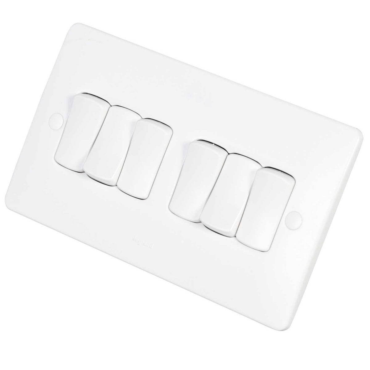 Legrand 10A 6 Gang 2 Way Light Switch White
