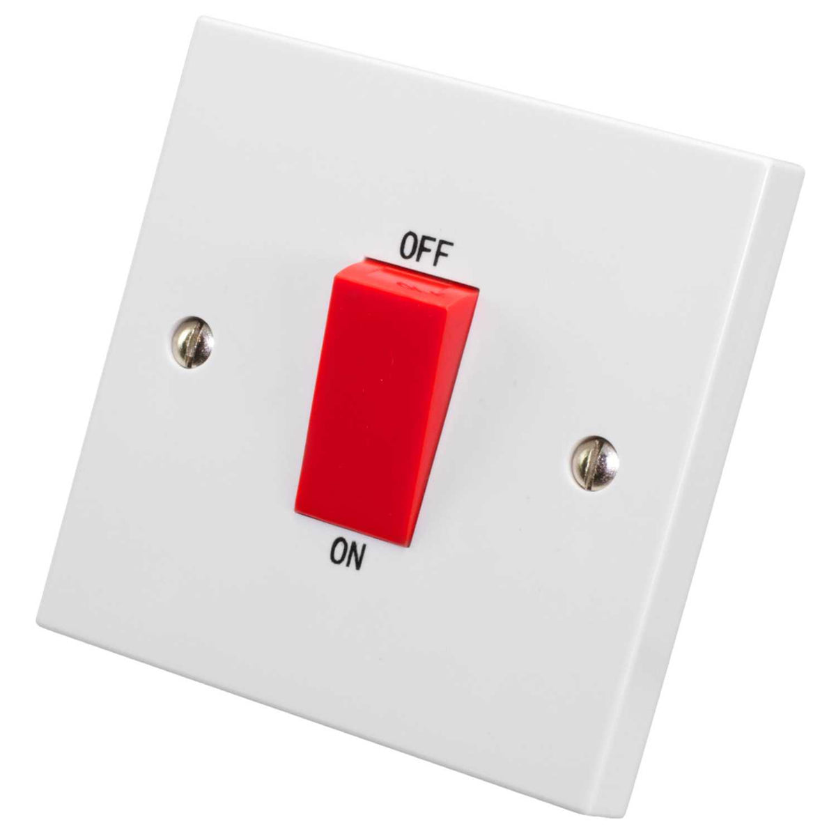 M2 Square 45A DP 1 Gang Switch White