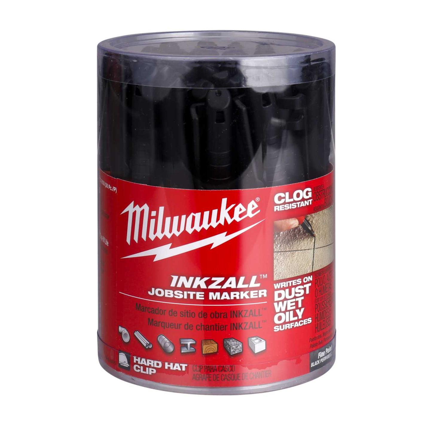 Milwaukee Inkzall Fine Point Jobsite Marker Black (Pack of 36)