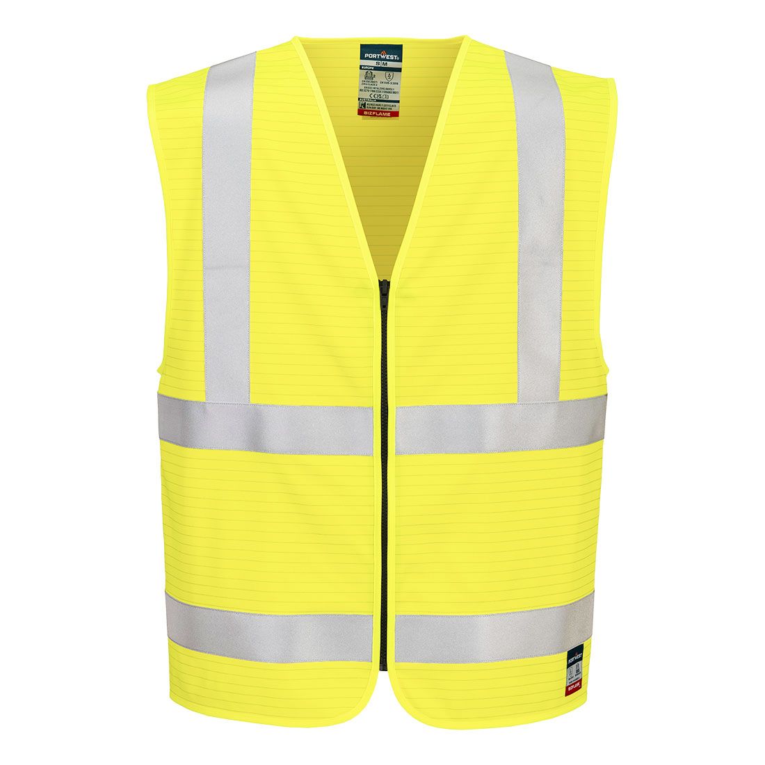 Bizflame Hi-Vis FR Zip Vest, L/XL, R, Yellow