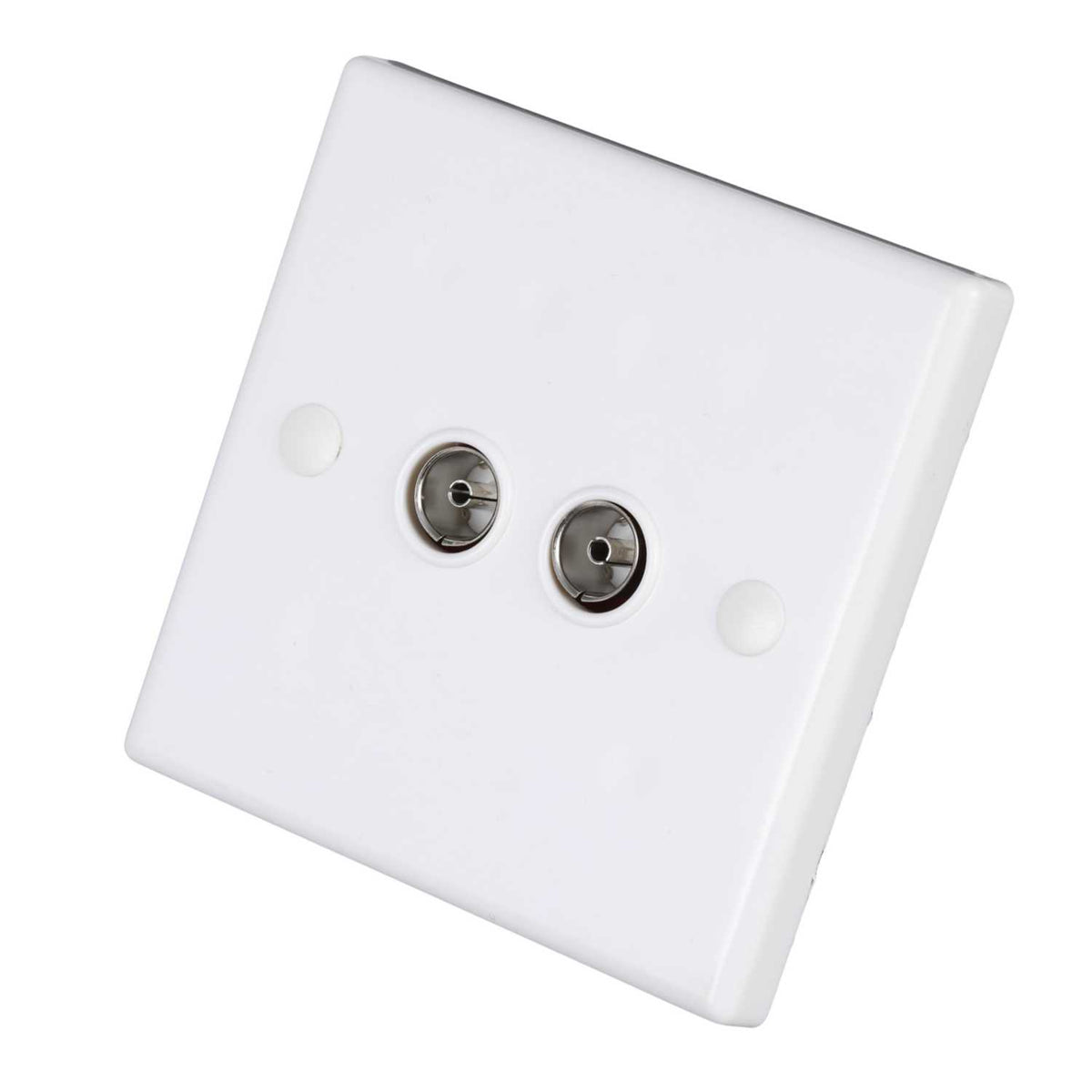 Philex 1 Gang Twin Coaxial Socket White