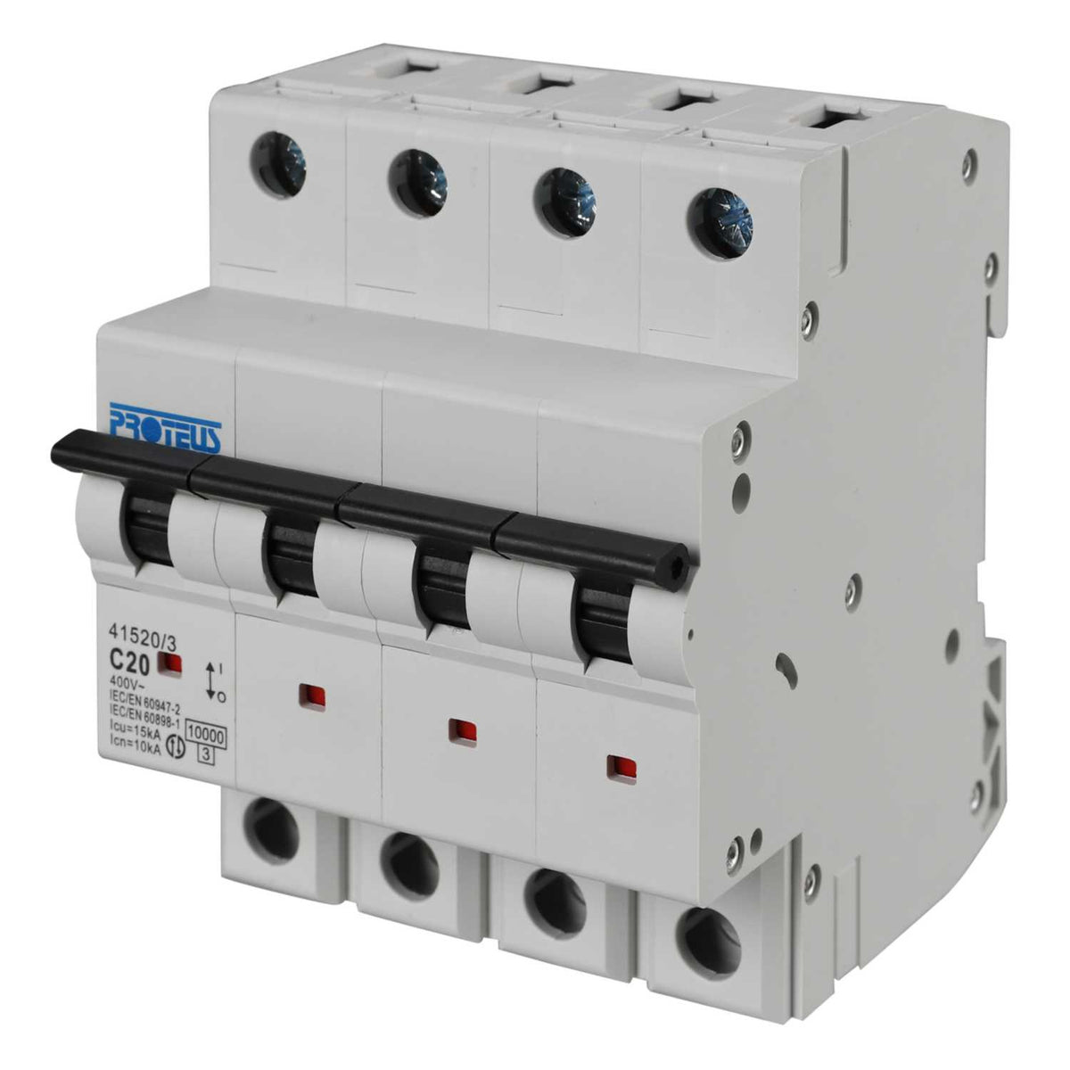 Proteus 20A Four Pole 15kA C Curve MCB