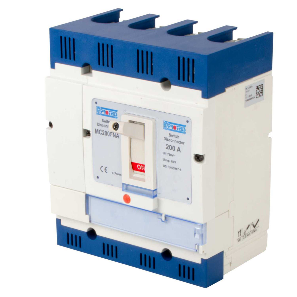 Proteus 200A Four Pole Non-Auto Mccb