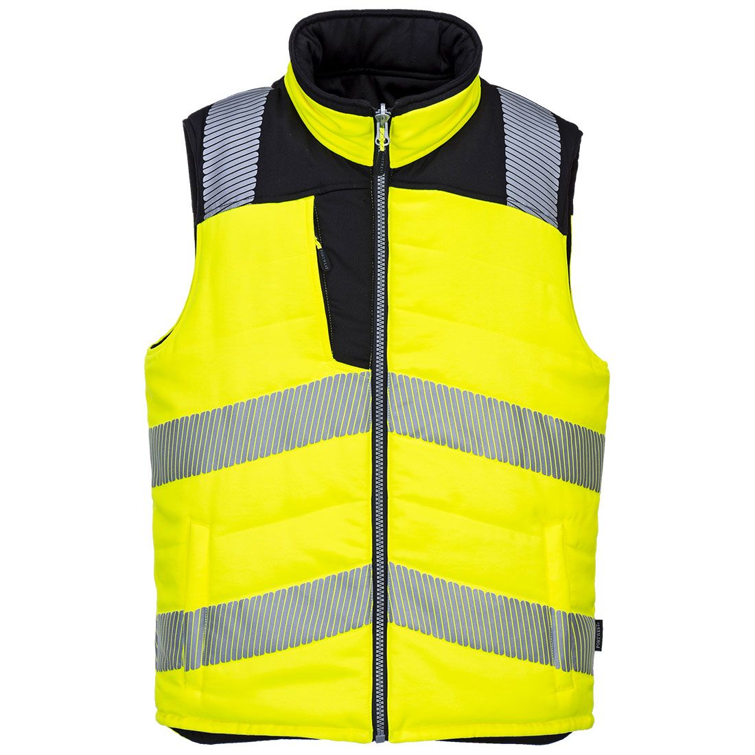 PW3 Hi-Vis Reversible Bodywarmer, L, R, Yellow/Black