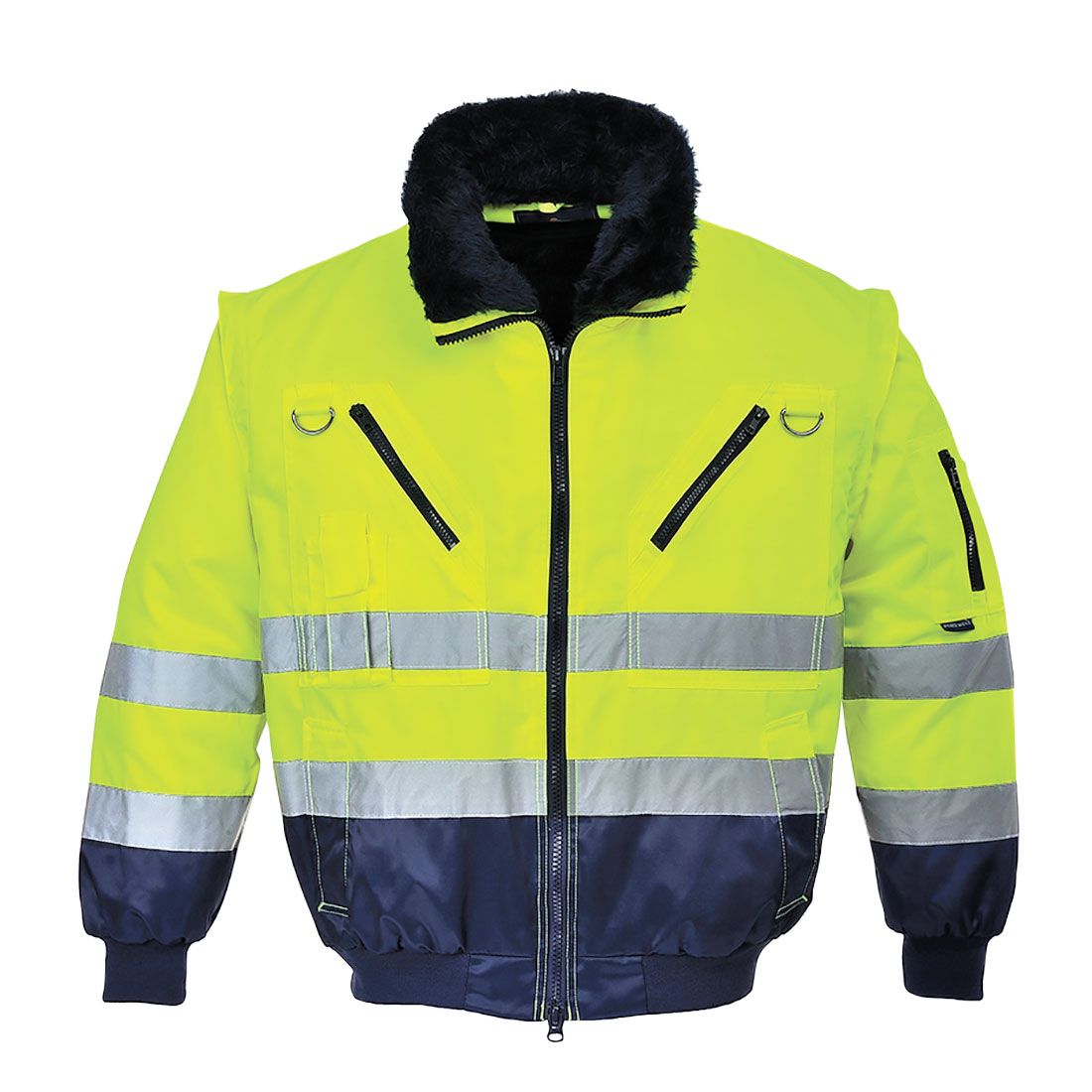 Hi-Vis 3-in-1 Contrast Pilot Jacket , 4XL, R, Yellow/Navy