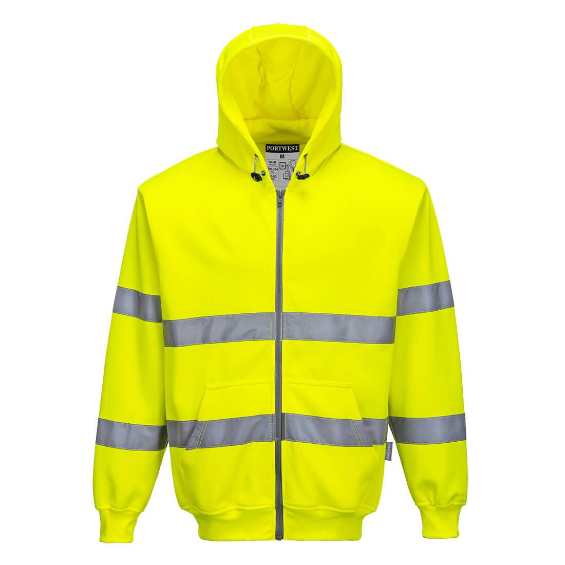 Hi-Vis Zipped Hoodie, 4XL, R, Yellow