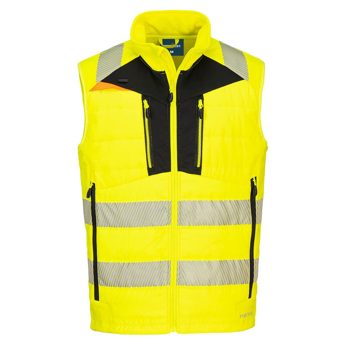DX4 Hi-Vis Hybrid Baffle Bodywarmer, 4XL, R, Yellow/Black
