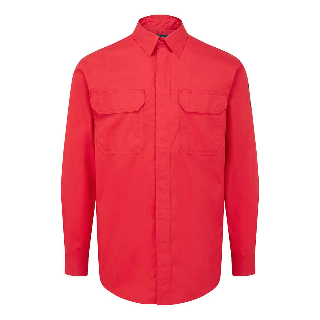 Bizflame Work Shirt, L, R, Red