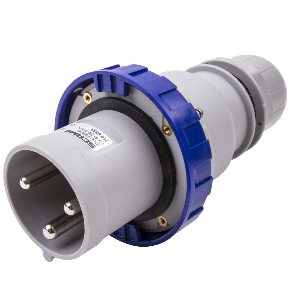 Scame Optima 63A 2P+E 230V Plug IP66 Blue