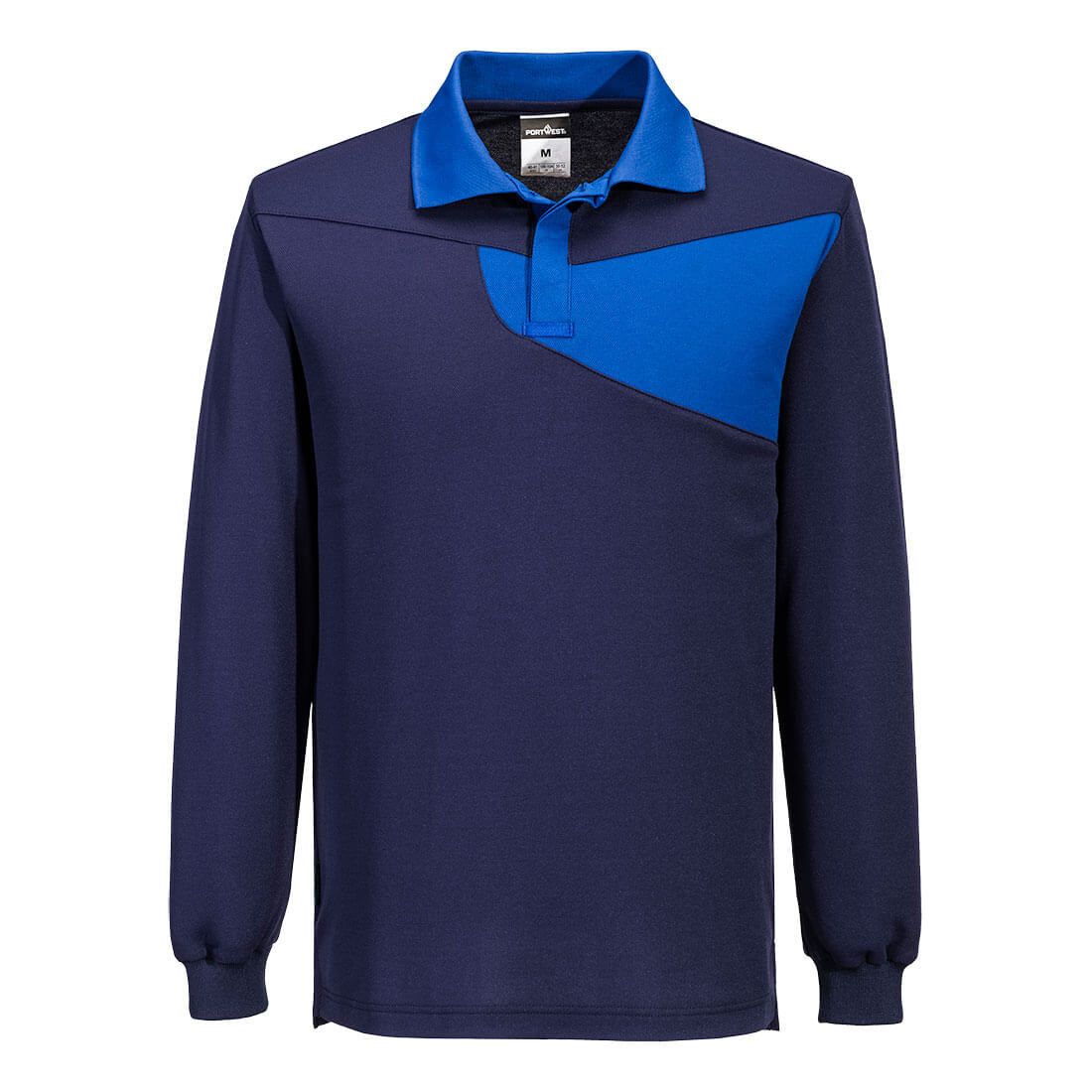 PW2 Cotton Comfort Polo Shirt L/S, L, R, Navy/Royal
