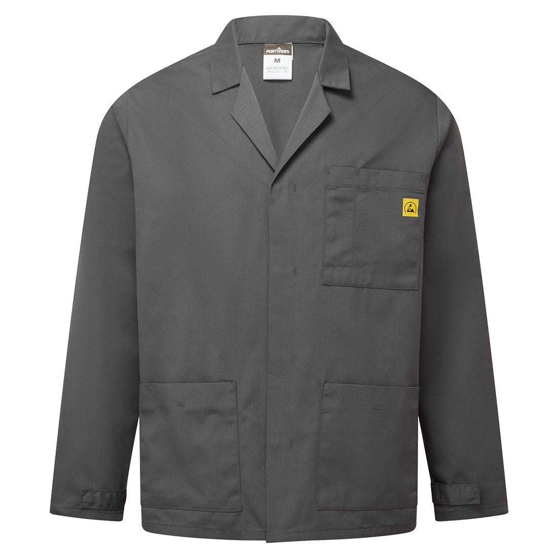 Anti-Static ESD Lab Jacket, 4XL, R, Zoom Grey