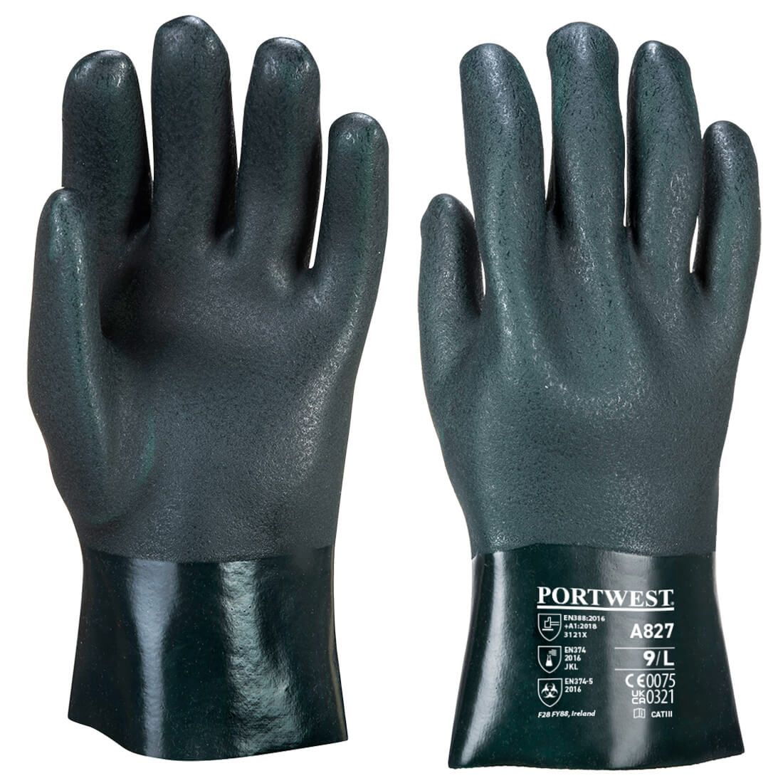Double Dipped PVC Gauntlet 27cm, XL, R, Green