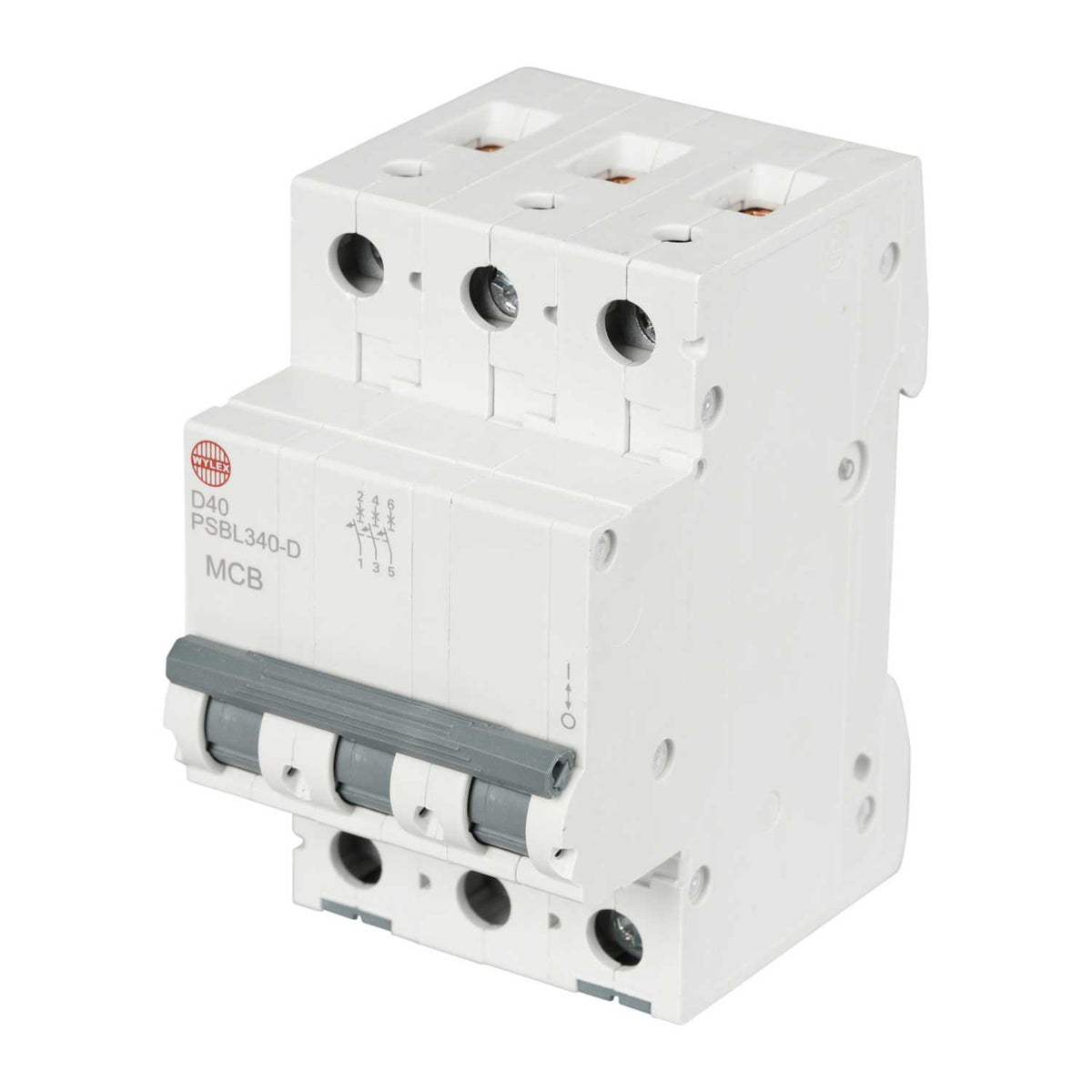 Wylex 40A Triple Pole 10kA D Curve MCB