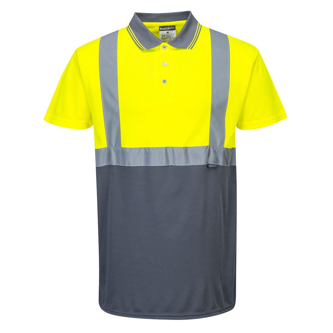 Hi-Vis Contrast Polo Shirt S/S , XXL, , Yellow/Grey