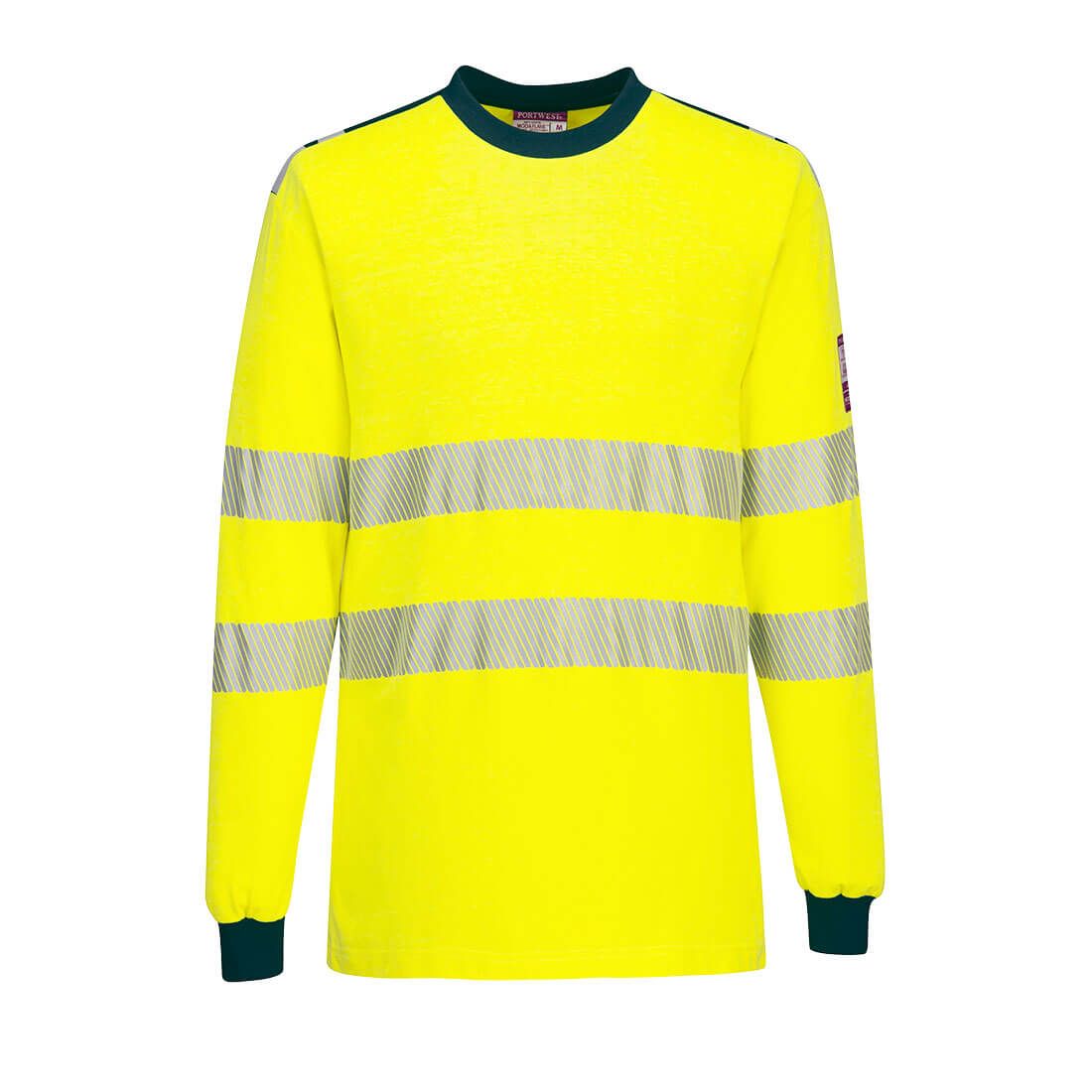 PW3 Flame Resistant Hi-Vis T-Shirt, L, R, Yellow/Navy