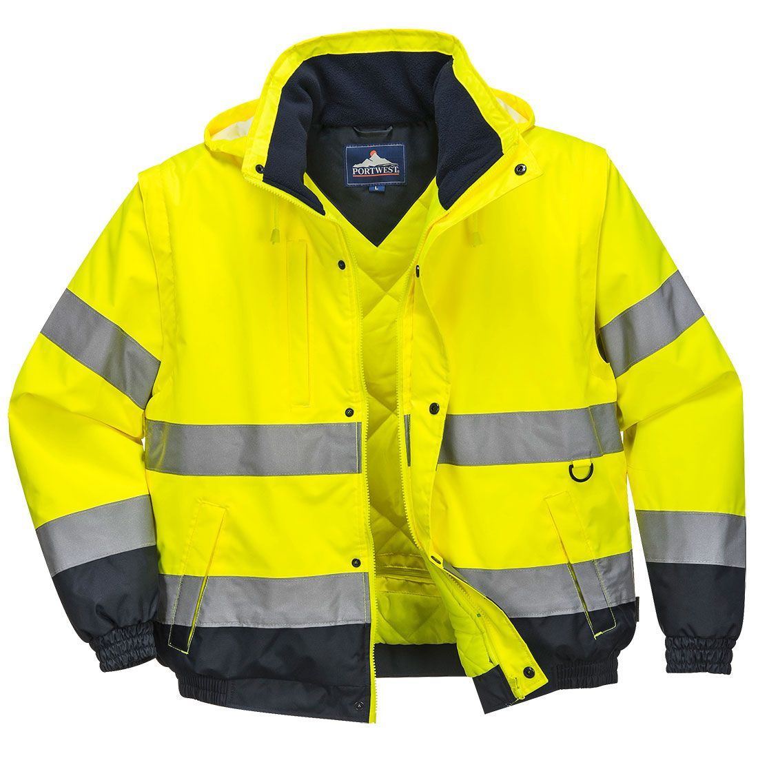 Hi-Vis 2-in-1 Contrast Bomber Jacket , 4XL, R, Yellow