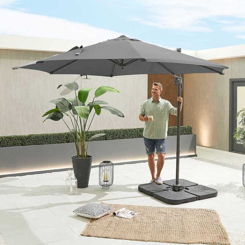 NOVA APOLLO GREY FRAME CANTILEVER PARASOL 3m ROUND GREY N17660
