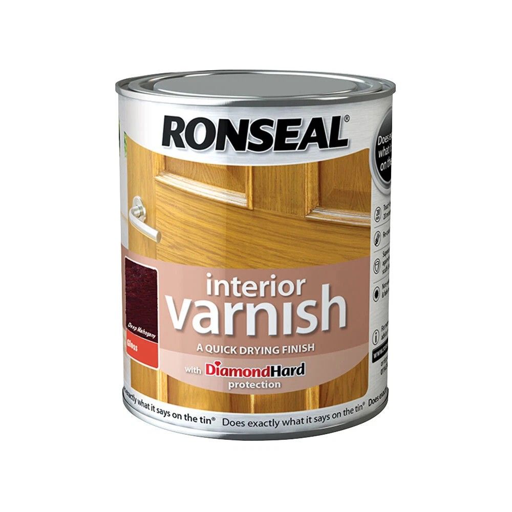 RONSEAL INTERIOR COLOURED VARNISH 750ml GLOSS DEEP MAHOGANY 36852