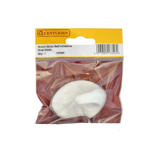 CENTURION HE98P SMALL SELF ADHESIVE OVAL WHITE HOOK