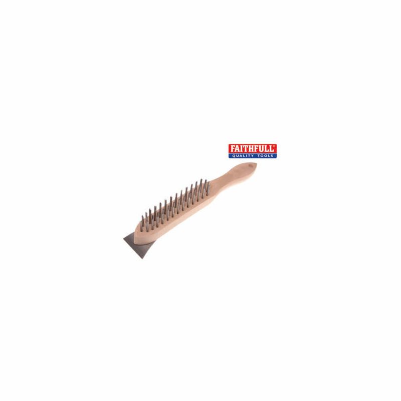 FAITHFULL FAI5804SRF 4 ROW WIRE BRUSH WITH SCRAP 100% FSC