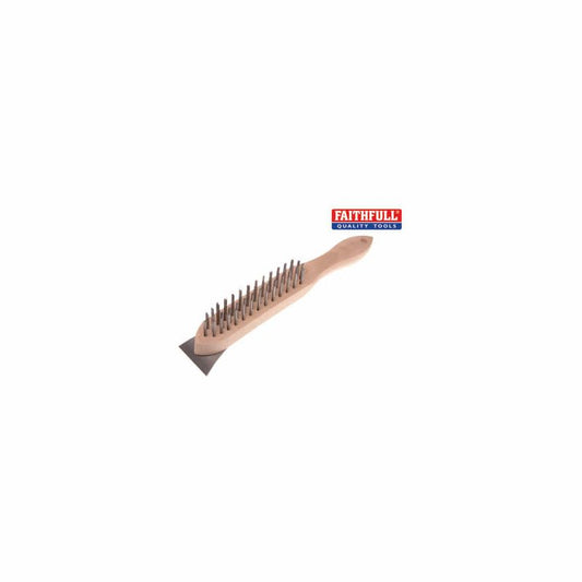 FAITHFULL FAI5804SRF 4 ROW WIRE BRUSH WITH SCRAP 100% FSC