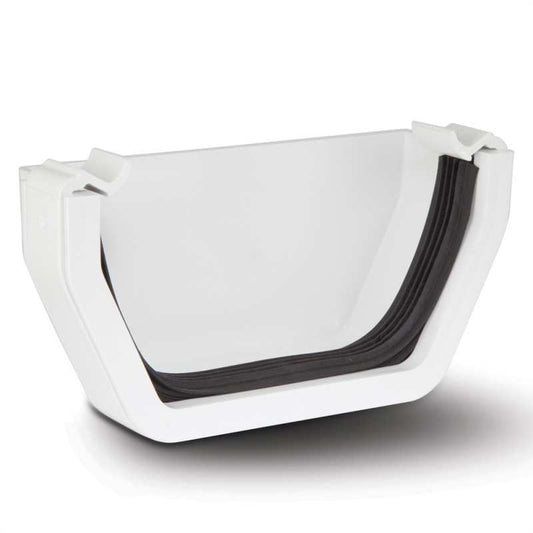 POLYPIPE RAINWATER 112mm SQUARE STOPEND EXTERNAL RS207W WHITE