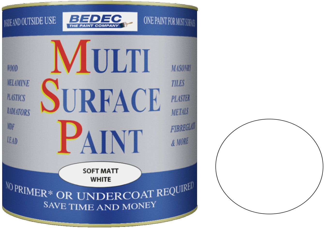 BEDEC SOFT MATT MULTI SURFACE PAINT 750ml SOFT WHITE BEDE2KC0002/29