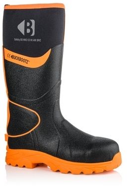 BUCKBOOTZ BBZ8 SAFETY WELLINGTON BOOT BLK/ORANGE SIZE 11